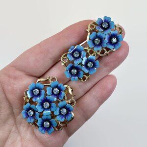 Forget-Me-Knot Set, Avon, Earrings, Convertible Brooch, Enamel, Rhinestone